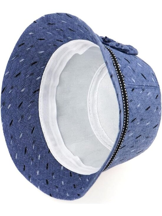 Women\'s Blue Vintage Felt Cloche inter Floral Fedora Imported Bucket Hat main image 5